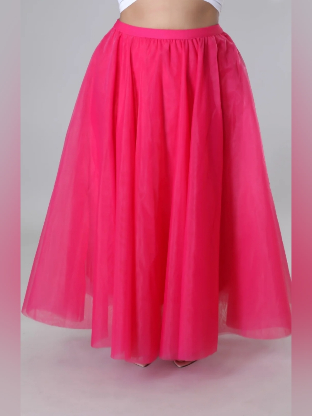 Women's Hot Pink Maxi Tulle Skirt